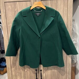 Talbots 12P Women's Soft Felted Wool Kelly Green Jacket One button